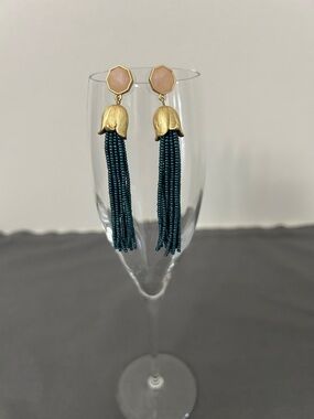 Spartina 449 Gold, Bellflower, Teal and Blush Tassel Drop Earrings